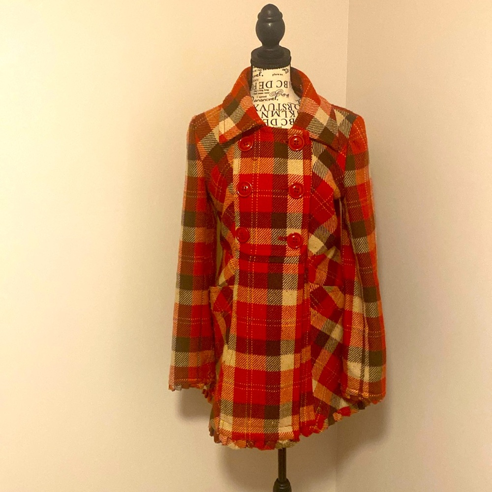 Tulle vintage plaid coat sz L